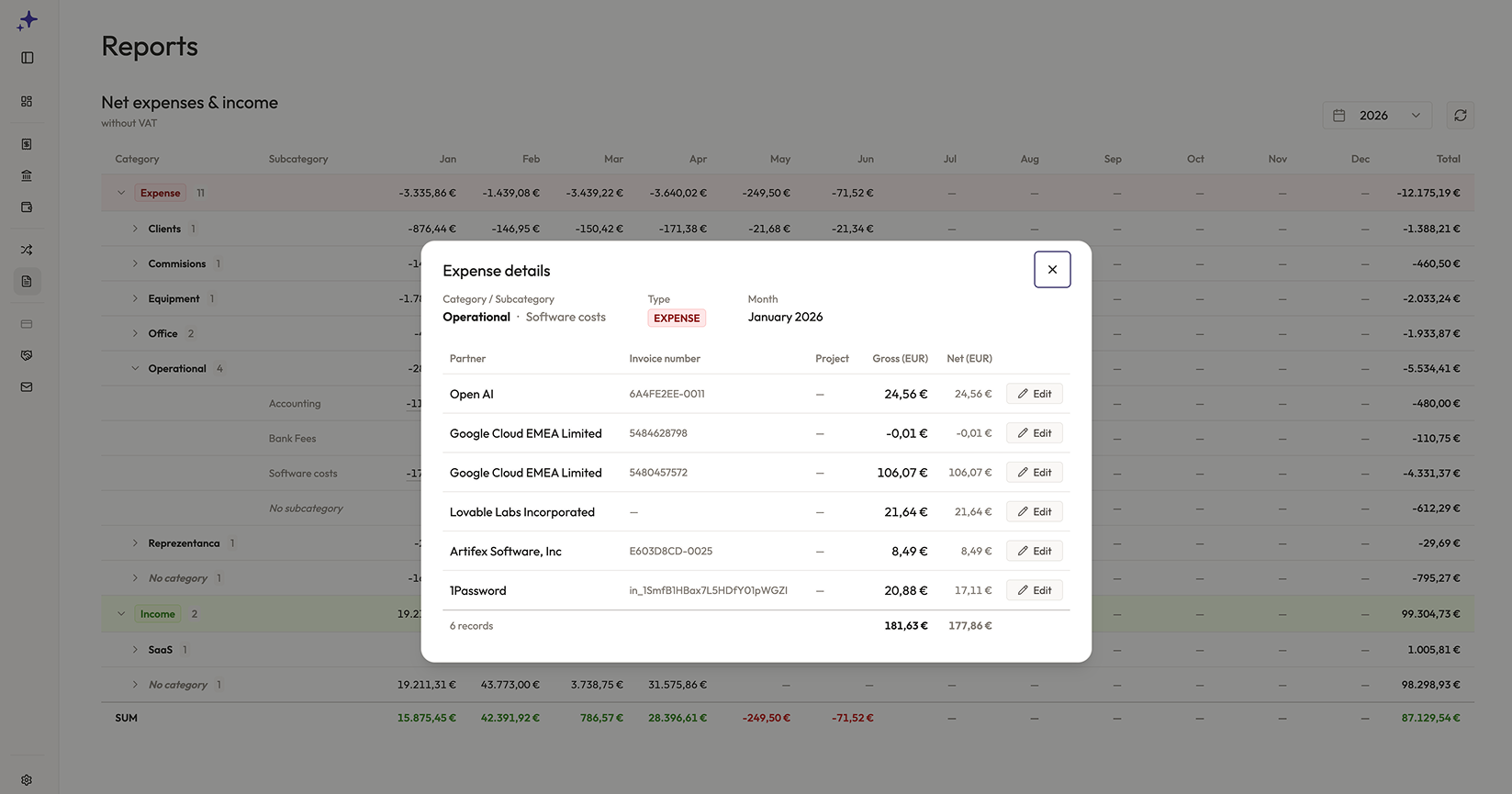 From summary to the original invoice