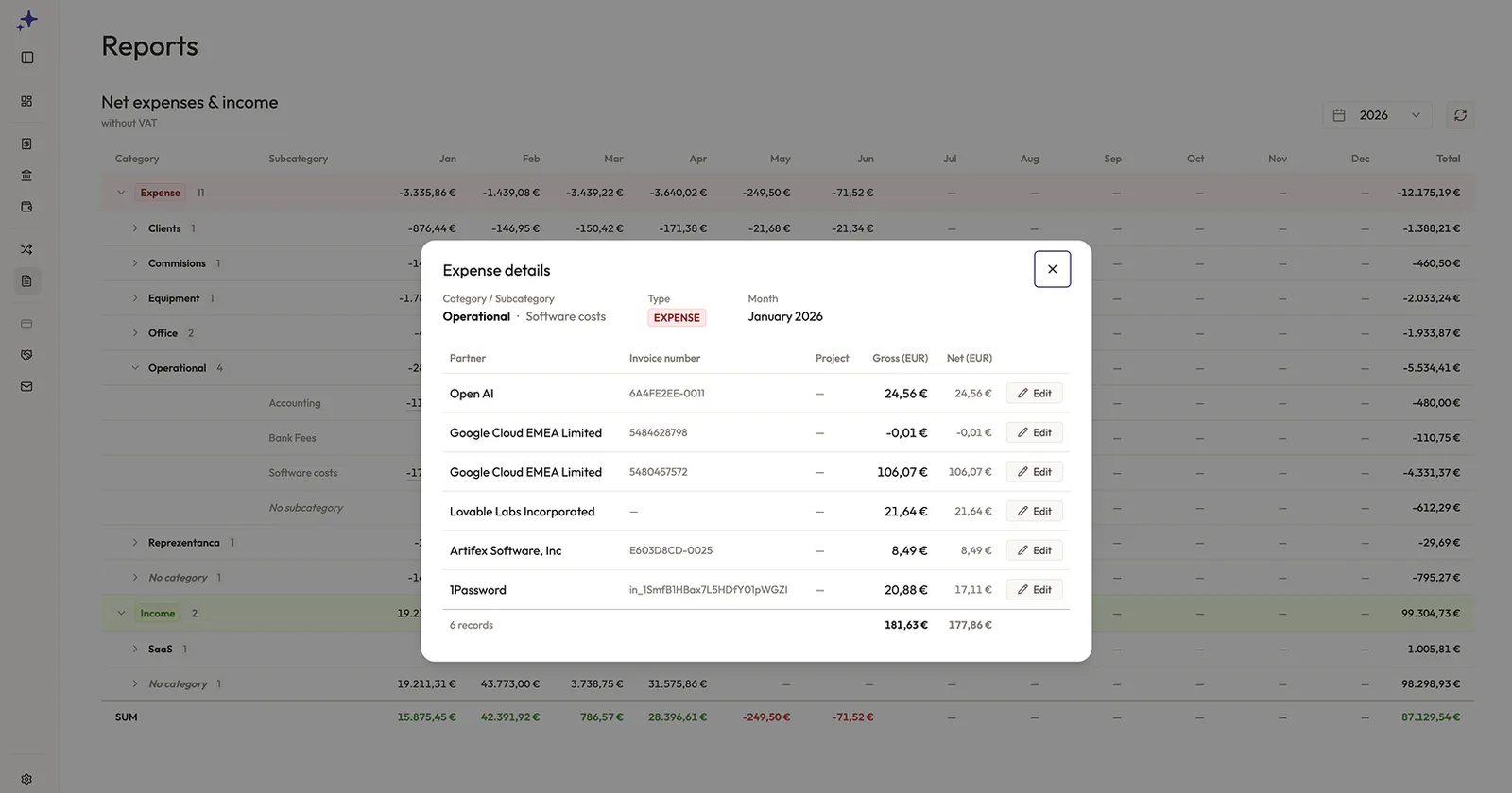 From summary to the original invoice